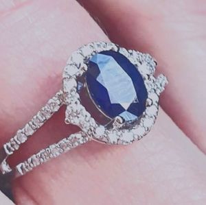 10K White Gold Genuine Sapphire Ring